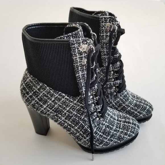 Shoe Dazzle Shoes - SHOEDAZZLE Ayah Tweed Platform Heeled Boots Size 9.5